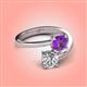 4 - Jianna 6.00 mm Cushion Amethyst and Round Forever One Moissanite 2 Stone Promise Ring 