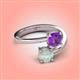 4 - Jianna 6.00 mm Cushion Amethyst and Round Opal 2 Stone Promise Ring 