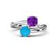 1 - Jianna 6.00 mm Cushion Amethyst and Round Turquoise 2 Stone Promise Ring 
