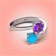 4 - Jianna 6.00 mm Cushion Amethyst and Round Turquoise 2 Stone Promise Ring 