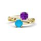1 - Jianna 6.00 mm Cushion Amethyst and Round Turquoise 2 Stone Promise Ring 