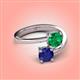 4 - Jianna 6.00 mm Cushion Lab Created Emerald and Round Blue Sapphire 2 Stone Promise Ring 