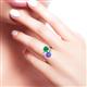 3 - Jianna 6.00 mm Cushion Lab Created Emerald and Round Tanzanite 2 Stone Promise Ring 