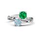 1 - Jianna 6.00 mm Cushion Lab Created Emerald and Round Aquamarine 2 Stone Promise Ring 