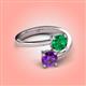 4 - Jianna 6.00 mm Cushion Lab Created Emerald and Round Amethyst 2 Stone Promise Ring 