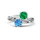 1 - Jianna 6.00 mm Cushion Lab Created Emerald and Round Blue Topaz 2 Stone Promise Ring 