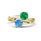 1 - Jianna 6.00 mm Cushion Lab Created Emerald and Round Blue Topaz 2 Stone Promise Ring 