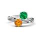 1 - Jianna 6.00 mm Cushion Lab Created Emerald and Round Citrine 2 Stone Promise Ring 