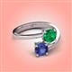 4 - Jianna 6.00 mm Cushion Lab Created Emerald and Round Iolite 2 Stone Promise Ring 