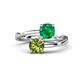 1 - Jianna 6.00 mm Cushion Lab Created Emerald and Round Peridot 2 Stone Promise Ring 