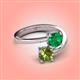 4 - Jianna 6.00 mm Cushion Lab Created Emerald and Round Peridot 2 Stone Promise Ring 