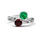 1 - Jianna 6.00 mm Cushion Lab Created Emerald and Round Red Garnet 2 Stone Promise Ring 