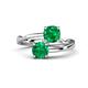 1 - Jianna 6.00 mm Cushion Lab Created Emerald and Round Natural Emerald 2 Stone Promise Ring 