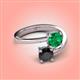4 - Jianna 6.00 mm Cushion Lab Created Emerald and Round Black Diamond 2 Stone Promise Ring 