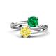 1 - Jianna 6.00 mm Cushion Lab Created Emerald and Round Lab Created Yellow Sapphire 2 Stone Promise Ring 