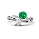 1 - Jianna 6.00 mm Cushion Lab Created Emerald and Round White Sapphire 2 Stone Promise Ring 