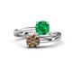1 - Jianna 6.00 mm Cushion Lab Created Emerald and Round Smoky Quartz 2 Stone Promise Ring 