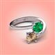 4 - Jianna 6.00 mm Cushion Lab Created Emerald and Round Smoky Quartz 2 Stone Promise Ring 