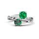 1 - Jianna 6.00 mm Cushion Lab Created Emerald and Round Lab Created Alexandrite 2 Stone Promise Ring 