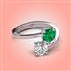 4 - Jianna 6.00 mm Cushion Lab Created Emerald and IGI Certified Round Lab Grown Diamond 2 Stone Promise Ring 