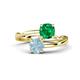 1 - Jianna 6.00 mm Cushion Lab Created Emerald and Round Aquamarine 2 Stone Promise Ring 