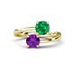 1 - Jianna 6.00 mm Cushion Lab Created Emerald and Round Amethyst 2 Stone Promise Ring 