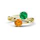 1 - Jianna 6.00 mm Cushion Lab Created Emerald and Round Citrine 2 Stone Promise Ring 