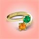 4 - Jianna 6.00 mm Cushion Lab Created Emerald and Round Citrine 2 Stone Promise Ring 