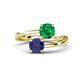 1 - Jianna 6.00 mm Cushion Lab Created Emerald and Round Iolite 2 Stone Promise Ring 