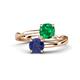 1 - Jianna 6.00 mm Cushion Lab Created Emerald and Round Iolite 2 Stone Promise Ring 