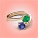 4 - Jianna 6.00 mm Cushion Lab Created Emerald and Round Iolite 2 Stone Promise Ring 
