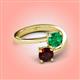 4 - Jianna 6.00 mm Cushion Lab Created Emerald and Round Red Garnet 2 Stone Promise Ring 