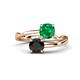 1 - Jianna 6.00 mm Cushion Lab Created Emerald and Round Black Diamond 2 Stone Promise Ring 