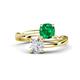 1 - Jianna 6.00 mm Cushion Lab Created Emerald and Round White Sapphire 2 Stone Promise Ring 