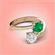 4 - Jianna 6.00 mm Cushion Lab Created Emerald and Round White Sapphire 2 Stone Promise Ring 
