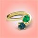 4 - Jianna 6.00 mm Cushion Lab Created Emerald and Round London Blue Topaz 2 Stone Promise Ring 