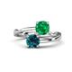 1 - Jianna 6.00 mm Cushion Lab Created Emerald and Round Blue Diamond 2 Stone Promise Ring 