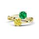 1 - Jianna 6.00 mm Cushion Lab Created Emerald and Round Yellow Diamond 2 Stone Promise Ring 
