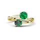 1 - Jianna 6.00 mm Cushion Lab Created Emerald and Round Lab Created Alexandrite 2 Stone Promise Ring 