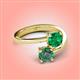 4 - Jianna 6.00 mm Cushion Lab Created Emerald and Round Lab Created Alexandrite 2 Stone Promise Ring 