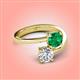 4 - Jianna 6.00 mm Cushion Lab Created Emerald and IGI Certified Round Lab Grown Diamond 2 Stone Promise Ring 