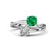 1 - Jianna 6.00 mm Cushion Lab Created Emerald and Round Forever Brilliant Moissanite 2 Stone Promise Ring 