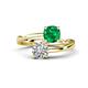 1 - Jianna 6.00 mm Cushion Lab Created Emerald and Round Forever Brilliant Moissanite 2 Stone Promise Ring 