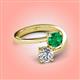 4 - Jianna 6.00 mm Cushion Lab Created Emerald and Round Forever One Moissanite 2 Stone Promise Ring 