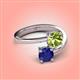 4 - Jianna 6.00 mm Cushion Peridot and Round Blue Sapphire 2 Stone Promise Ring 