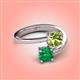 4 - Jianna 6.00 mm Cushion Peridot and Round Emerald 2 Stone Promise Ring 