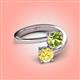 4 - Jianna 6.00 mm Cushion Peridot and Round Lab Created Yellow Sapphire 2 Stone Promise Ring 