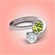 4 - Jianna 6.00 mm Cushion Peridot and Round White Sapphire 2 Stone Promise Ring 