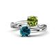 1 - Jianna 6.00 mm Cushion Peridot and Round Blue Diamond 2 Stone Promise Ring 