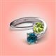 4 - Jianna 6.00 mm Cushion Peridot and Round Blue Diamond 2 Stone Promise Ring 